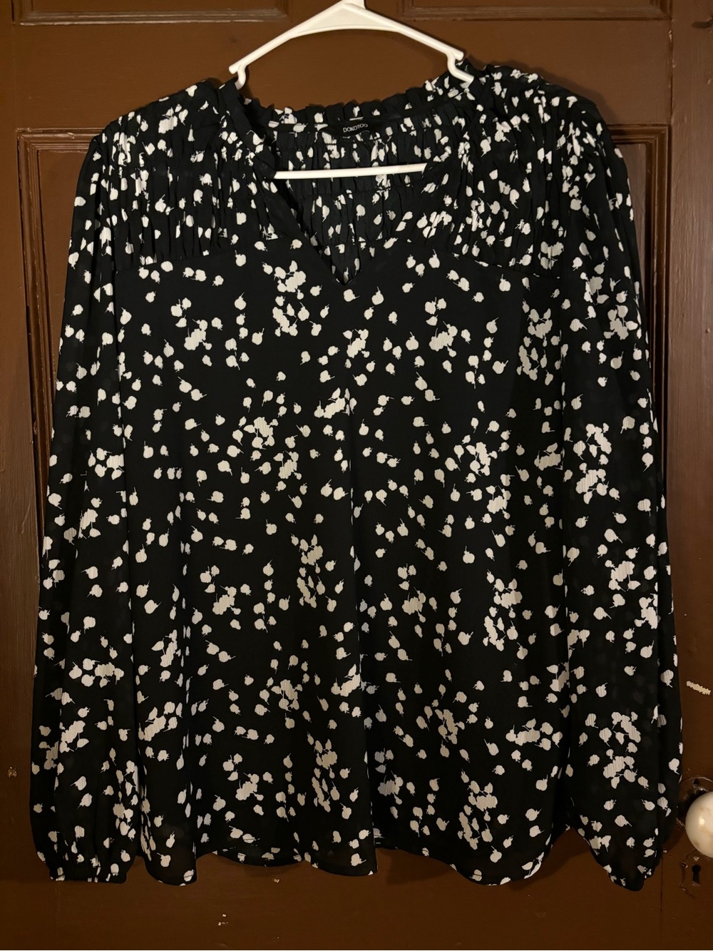 Black and White Printed Long-Sleeve Blouse by Dolce Vita